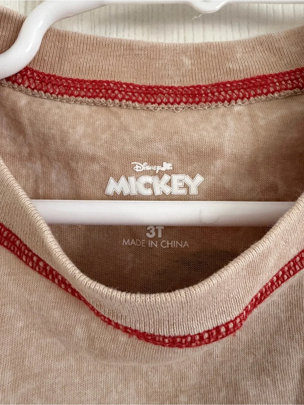 Disney Beige Tank Top with Mickey Graphic and Red Trim